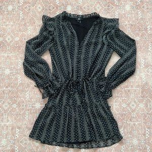 Paige Black Floral Dress with drop tie waist Small